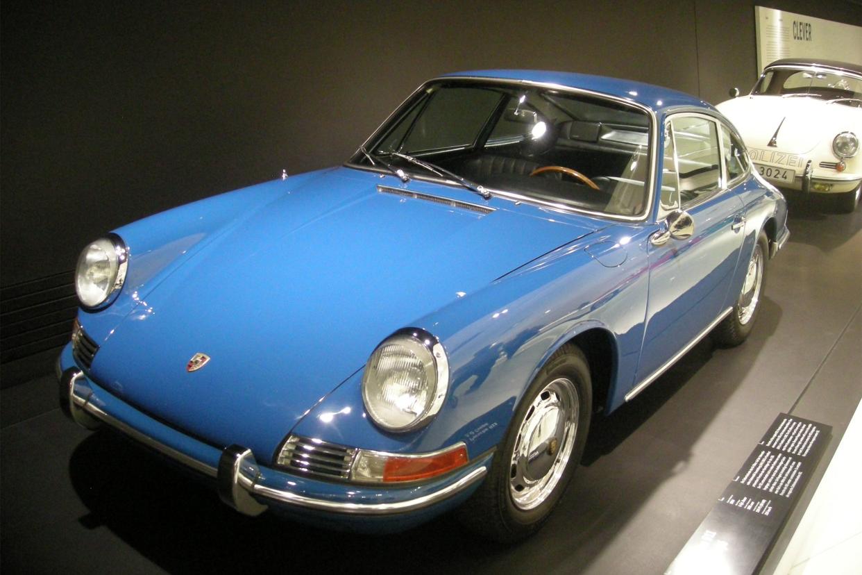 A 1964 Porsche 911 2.0 Coupe inside the Porsche Museum