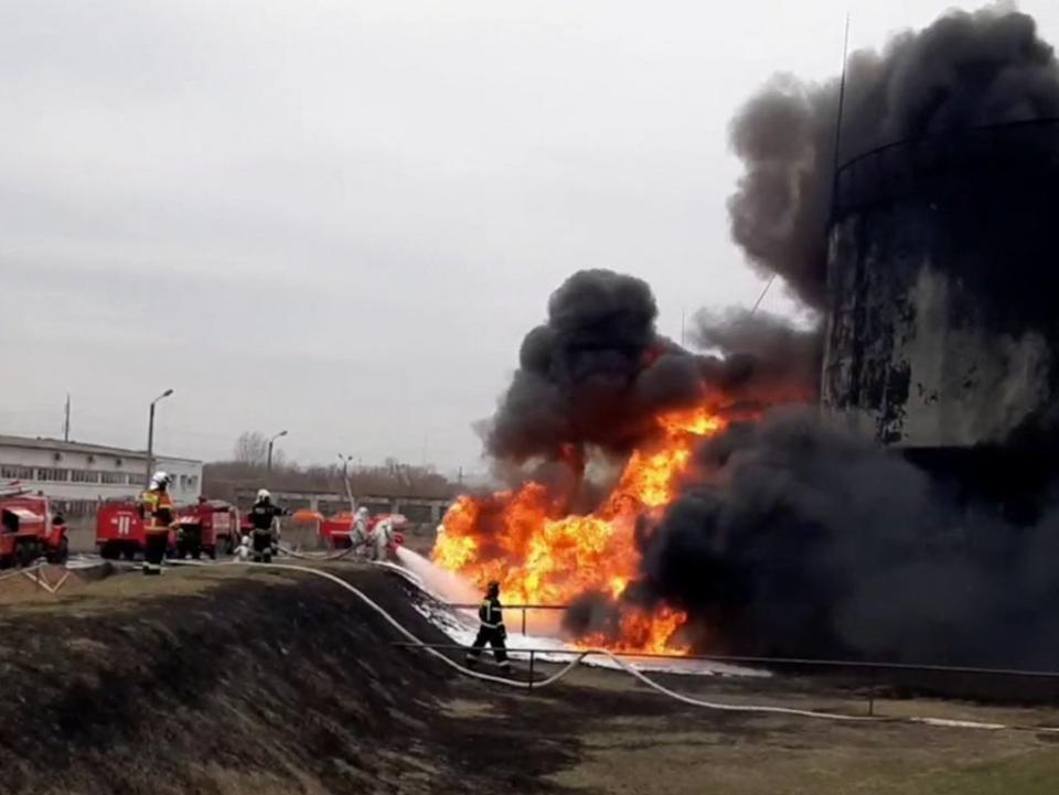 Firefighters tackled the flames (Russian Emergencies Ministry/AFP)