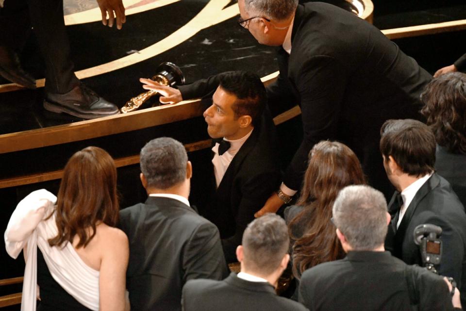 2019: Rami Malek takes a fall during the 91st Annual Academy Awards (Getty Images)