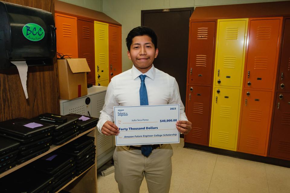 Julio Sica-Perez has received a $40,000 Amazon Future Engineer College Scholarship, the largest award among a total of $68,500 in scholarships he has received.