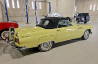 <p>There's a big focus on American cars in the museum, and one of the most magnificent is this early Ford Thunderbird. Having been launched in <strong>1955</strong>, the spare wheel was moved to the outside of the car in 1956 to free up boot space, then back inside the boot for 1957. As such, this 1956 example is the rarest of all first-generation T-birds.</p>