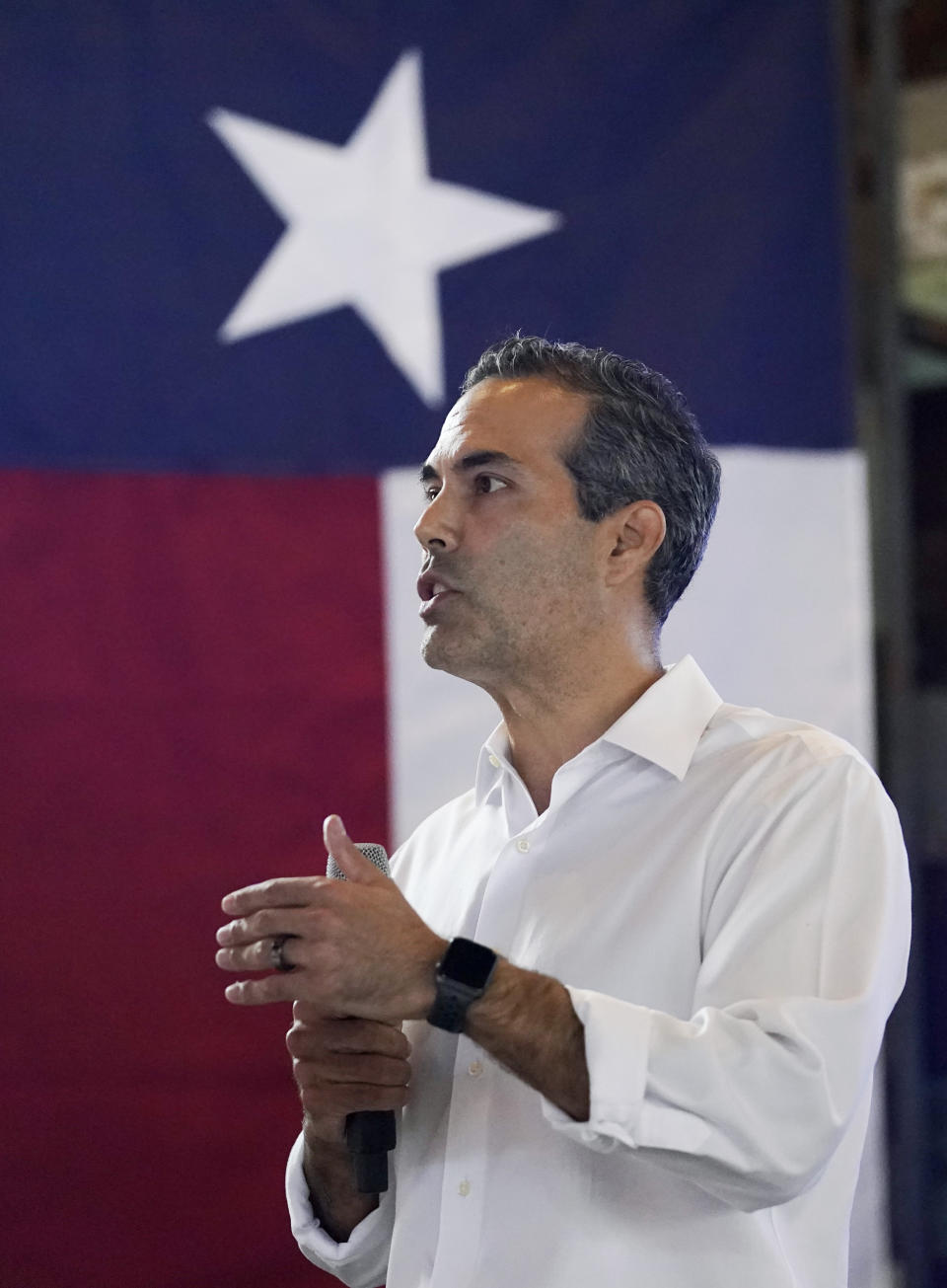 Texas Land Commissioner George P. Bush speaks at a kick-off rally where he announced he will run for Texas Attorney General, Wednesday, June 2, 2021, in Austin, Texas. (AP Photo/Eric Gay)