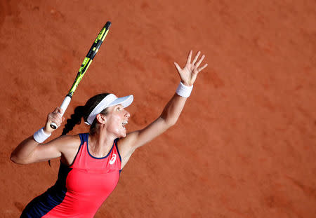 Tennis - French Open - Roland Garros, Paris, France - 30/5/17 Great Britain's Johanna Konta in action during her first round match against Taiwans's Hsieh Su-wei Reuters / Christian Hartmann