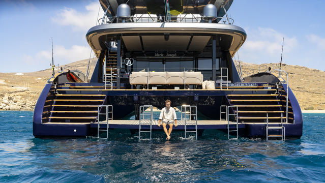 Formula One world champion Fernando Alonso on his Sunreef catamaran