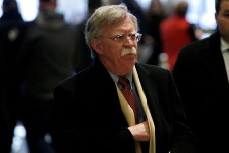 FILE PHOTO: Former U.S. Ambassador to the United Nations John Bolton arrives for a meeting with U.S. President-elect Donald Trump at Trump Tower in New York, U.S., December 2, 2016.   REUTERS/Mike Segar/File Photo