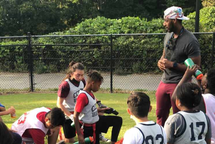 Coaching flag football is just one of physical education teacher Jermar Rountree’s many roles at Center City Public Charter Schools. (Center City Public Charter Schools Brightwood Campus)