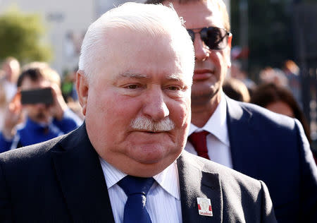 Former Polish president Lech Walesa walks in front of the European Solidarity Centre in Gdansk, Poland July 18, 2017. Picture taken on July 18, 2017. REUTERS/Kacper Pempel