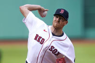 Boston Red Sox starting pitcher Nick Pivetta delivers during the first inning of the team's baseball game against the Houston Astros at Fenway Park, Wednesday, May 18, 2022, in Boston. (AP Photo/Charles Krupa)