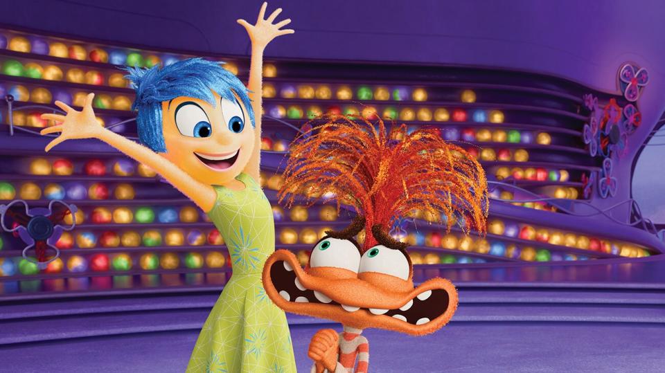 Anxiety, at right — pictured here with Joy — is one of the new emotions in Inside Out 2  and really steals the show.