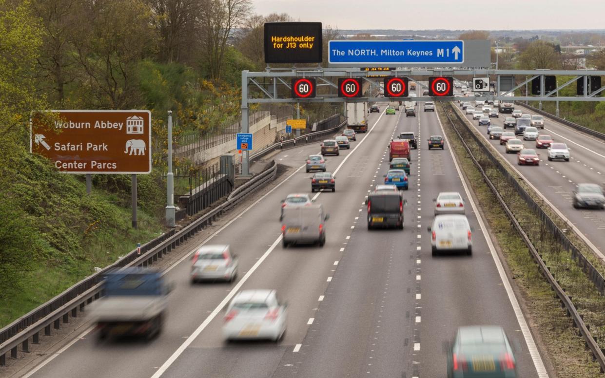 Overhead gantry signs that tell drivers to stay out of lanes with stationary traffic in them have been affected
