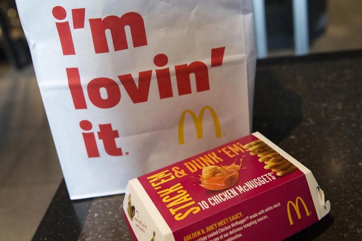 A McDonald's 10 piece chicken McNuggets box is photographed at the Times Square location in New York March 4, 2015. 
REUTERS/Shannon Stapleton