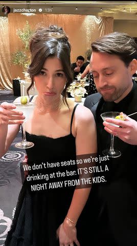 <p>Jazz Charton/Instagram</p> Kieran Culkin and his wife Jazz Charton at the Golden Globes