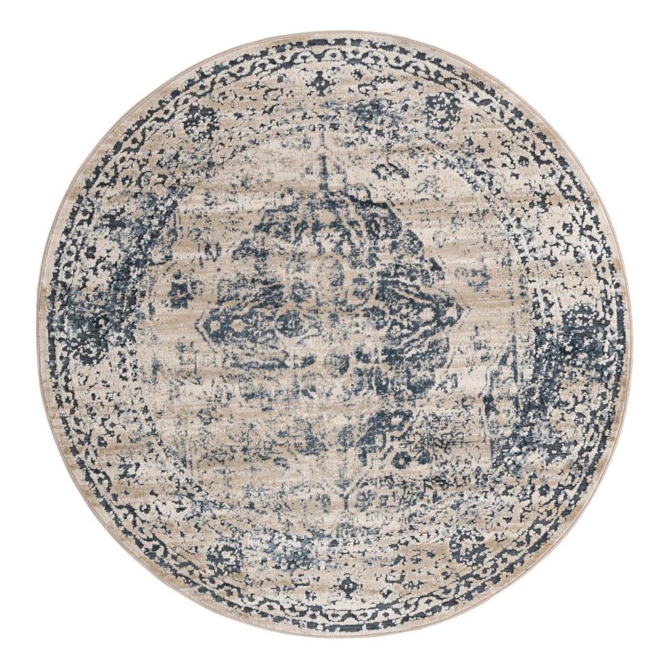 4) Lapointe Blue and Beige Rug