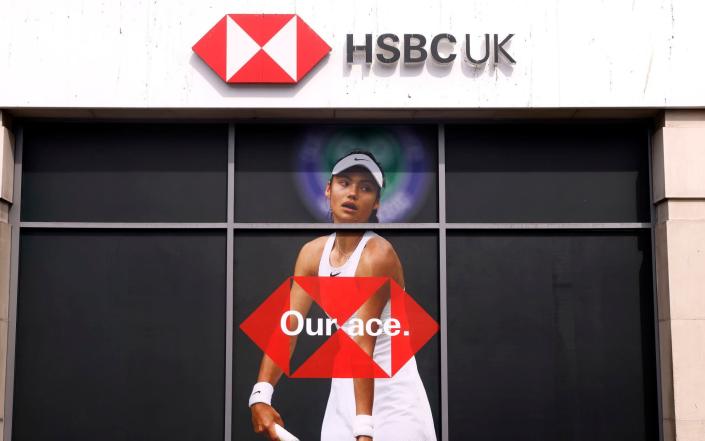 Emma Raducanu features on HSBC advertising outside their branch in Wimbledon - Emma Raducanu 'has left millions on the table' in sponsorship deals - PA
