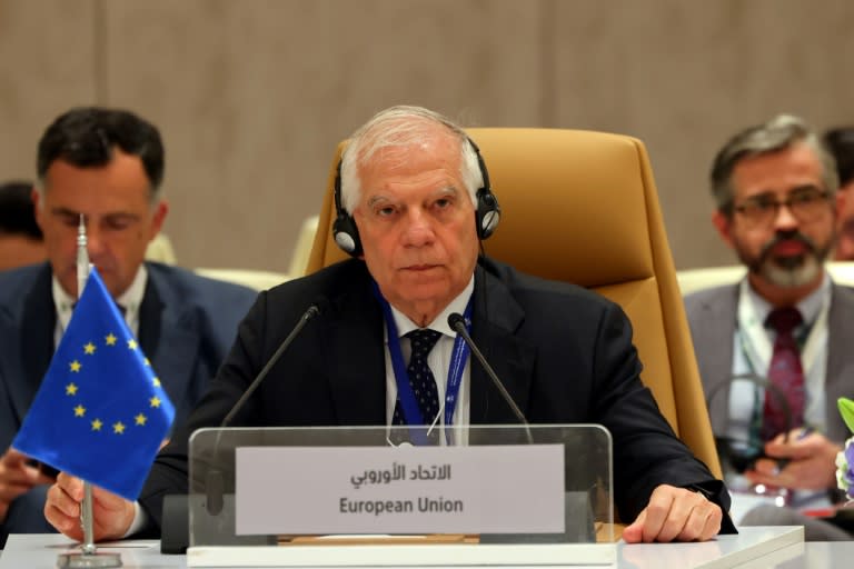El alto representante para la Política Exterior y de Seguridad de la Unión Europea, Josep Borrell, en una reunión sobre el conflicto en la Franja de Gaza, el 29 de abril de 2024 en Riad (Fayez Nureldine)