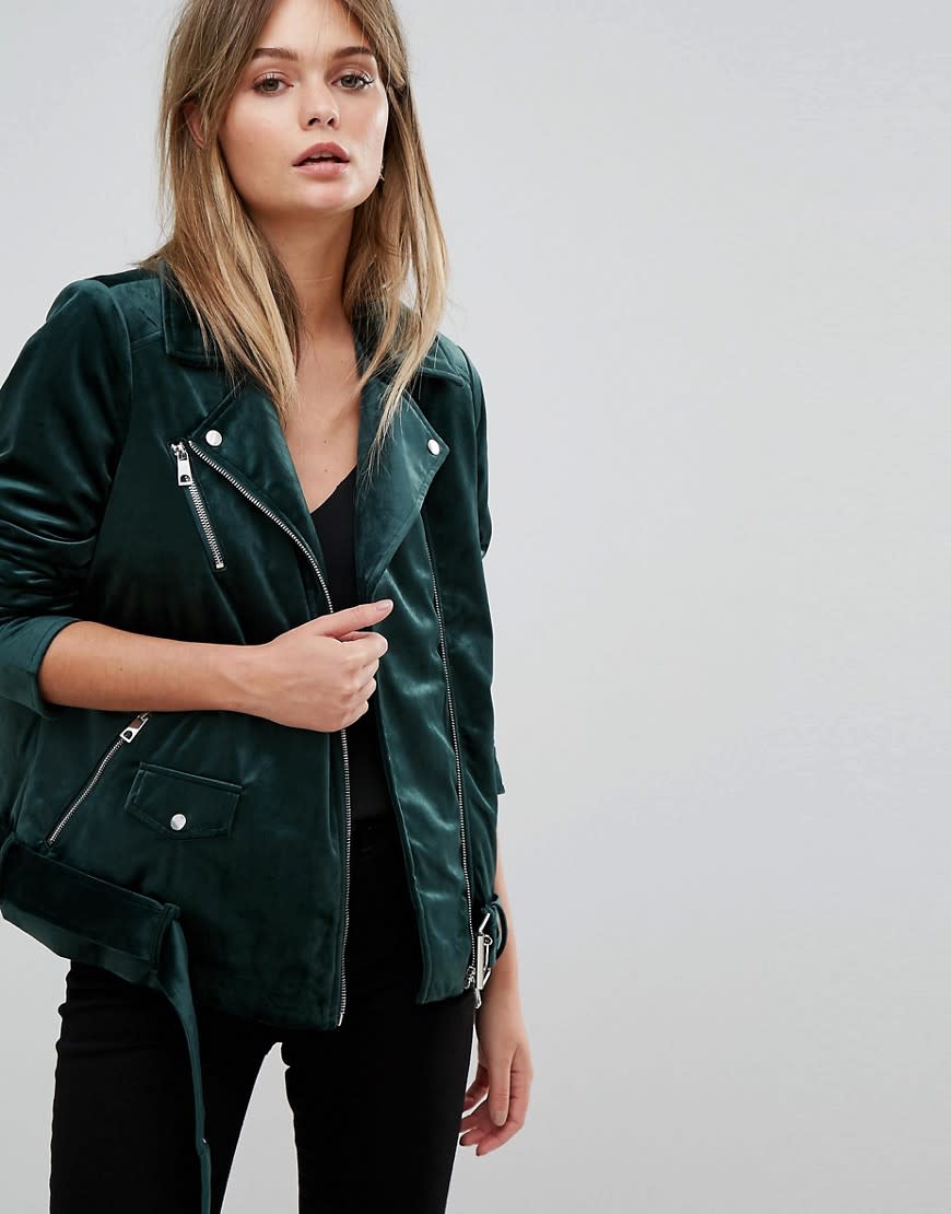 Vero Moda Tall Velvet Biker Jacket