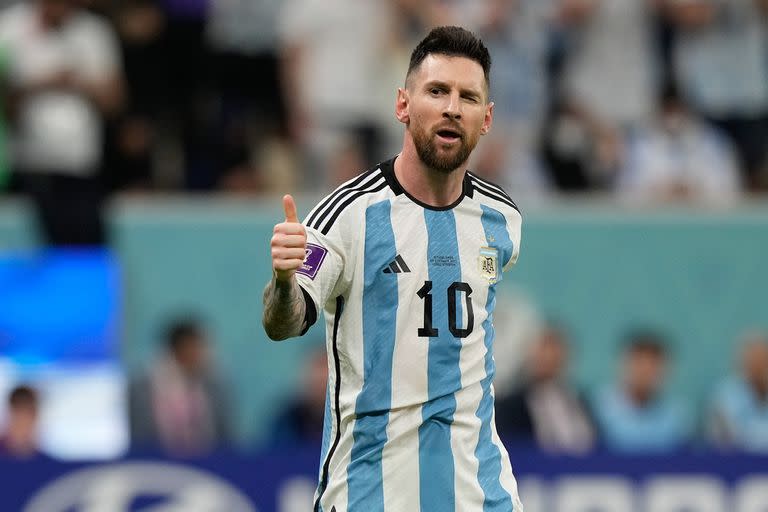 Argentina vs Países Bajos por los cuartos de final de la copa de mundo Qatar 2022 en el estadio Lusail de Doha
Lionel Messi convierte su celebra su gol