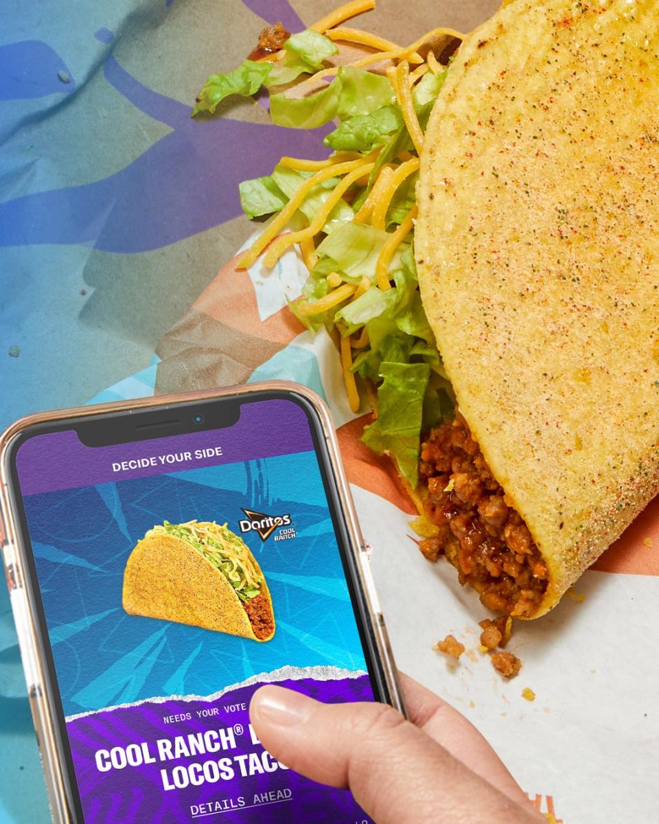 Taco Bell is letting fans vote on which menu item should be brought back: the Cool Ranch Doritos Locos Tacos, at left, or the Beefy Crunch Burrito, on the right. You can vote each day through April 12 in the Taco Bell app. The menu item that prevails will be announced April 13 and will return to the menu for a limited time in late 2023.