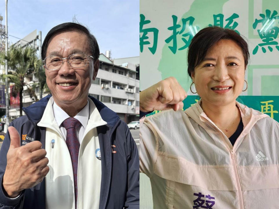 南投縣第2選區立委補選將於3月4日投開票，圖為藍綠候選人林明溱、蔡培慧。（廖志晃攝）