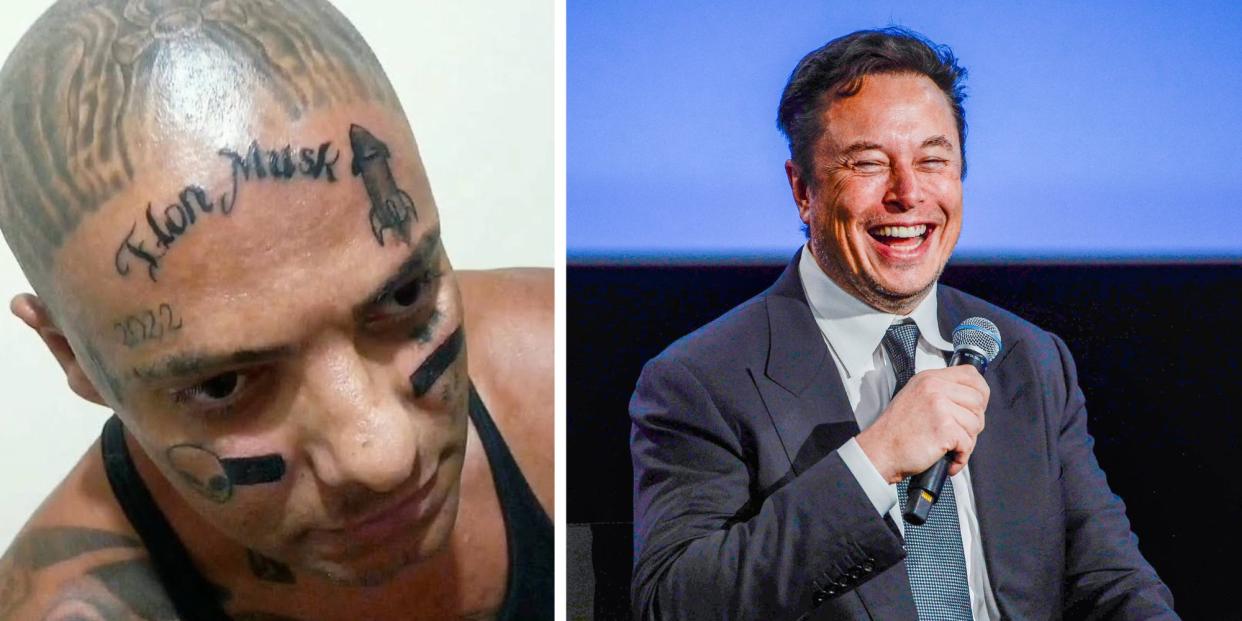 a picture of the tattoo and of Musk