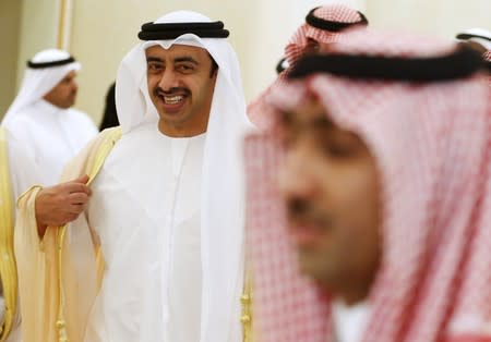 UAE's Foreign Minister Affairs Sheikh Abdullah bin Zayed Al Nahyan arrives arrives to attend the Gulf Cooperation Council (GCC) meeting in Riyadh