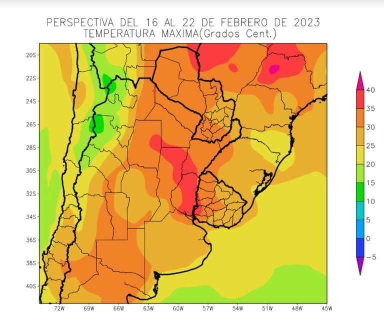 Perspectivas de temperaturas máximas del 16 al 22 de febrero