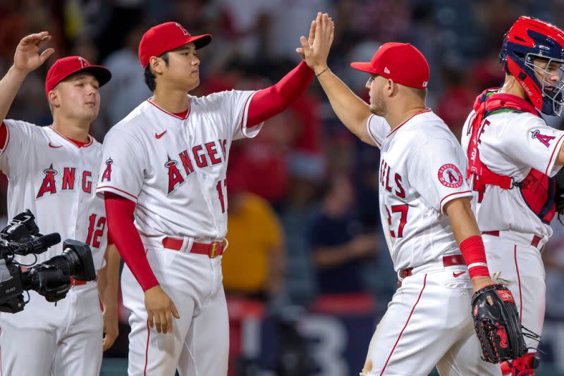 ▲天使隊兩大球星大谷翔平以及Mike Trout（圖／美聯社／達志影像）