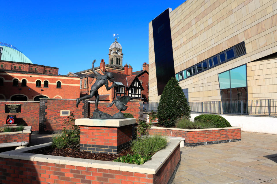The Quad Arts Centre and Sir Peter Hilton memorial gardens, Derby City Centre; Derbyshire; England; UK