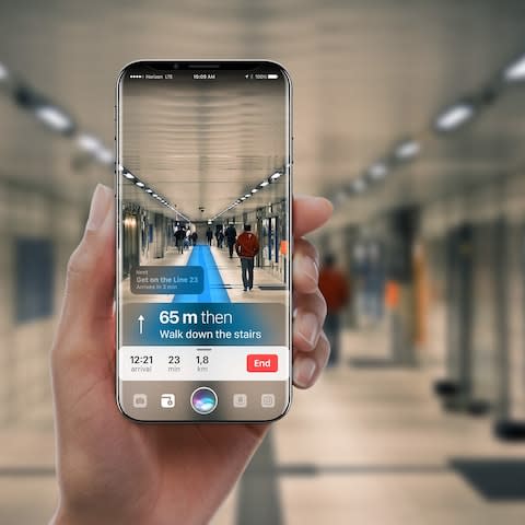 iPhone 8 concept showing augmented reality directions - Credit: Gabor Balogh