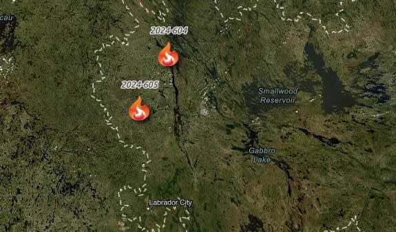 Two wildfires are deemed to be burning out of control north of Labrador West.