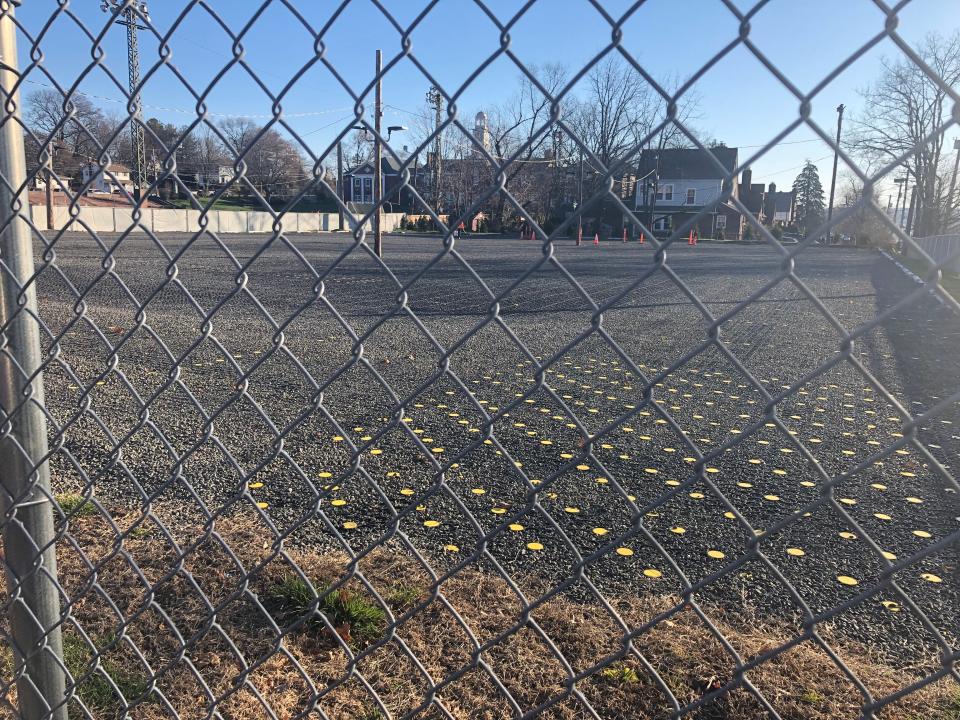 The parking lot at the former ball field on Midland Avenue across from Montefiore Nyack Hospital will be restored toa grass field after two years