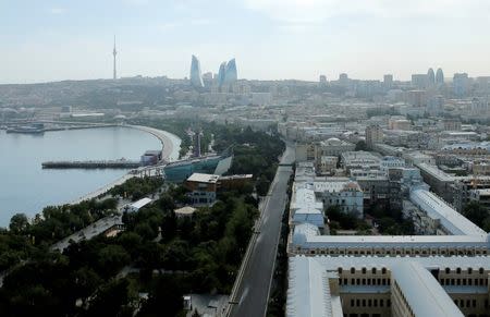 Formula One - Grand Prix of Europe - Baku, Azerbaijan - 16/6/16 - A general view shows the city centre of Baku and a part of the track of Baku City Circuit. REUTERS/Maxim Shemetov