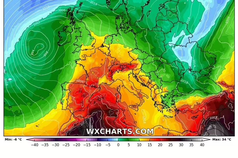 Heat will rise up through central Europe creating another surge for Brits