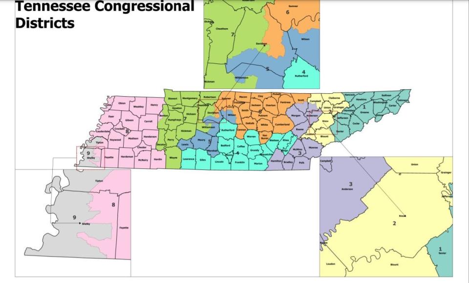 Proposed Tennessee Congressional map. Passed by the Senate on Jan. 20, 2022.