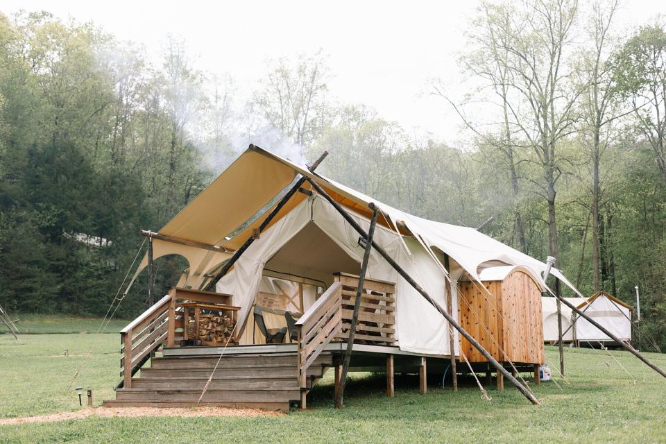 Exterior of a tent from Under Canvas Great Smokey Mountains