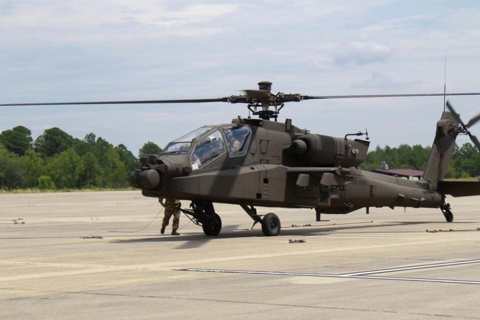 The 1st Squadron, 17th Cavalry Regiment, 82nd Combat Aviation Brigade receives Echo Model AH-64 Apache, in August 2019 at Fort Bragg.