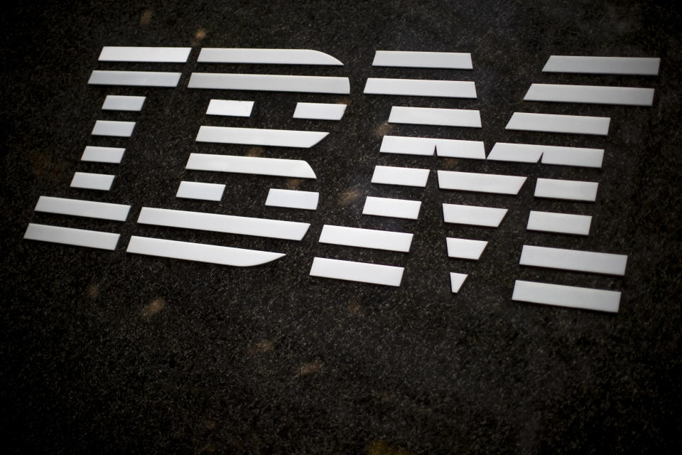 FILE - The IBM logo is displayed on the IBM building in Midtown Manhattan, April 26, 2017, in New York. IBM has agreed to sell assets of The Weather Company to private equity firm Francisco Partners for an undisclosed amount, the two companies announced Tuesday, Aug. 22, 2023. The acquisition will include Weather Channel mobile and the Weather.com — among other digital properties and enterprise offerings across industries and mediums, as well as The Weather Company's forecasting science and technology platform. (AP Photo/Mary Altaffer, File)