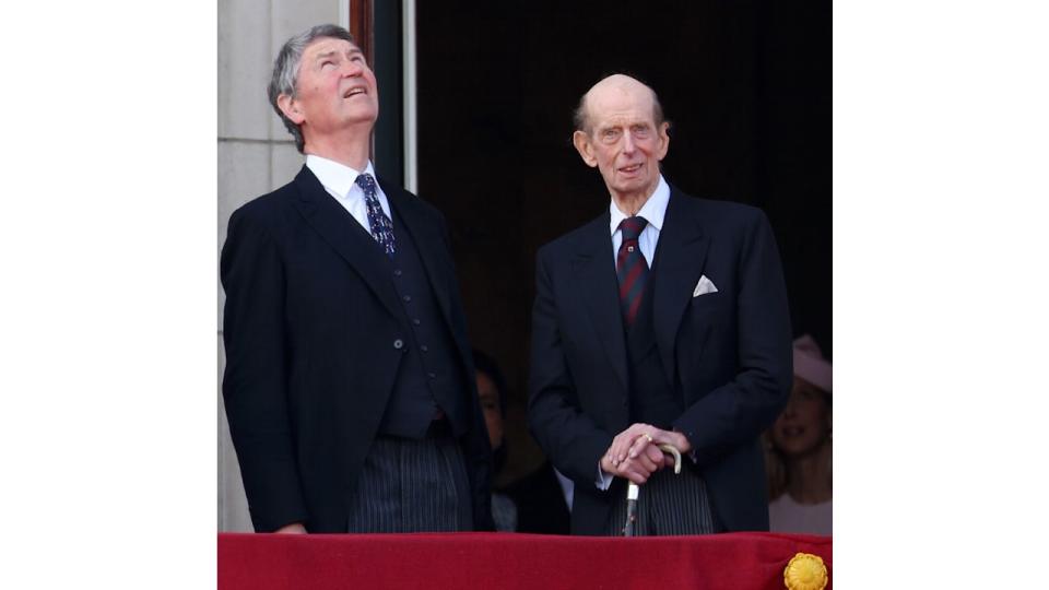 Lady Gabriella Kingston behind Vice Admiral Sir Timothy Laurence and the Duke of Kent