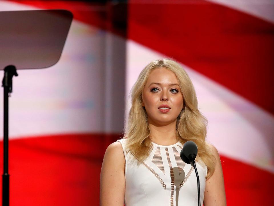 Tiffany Trump prepares to speak at the Republican Convention in Cleveland 2016.