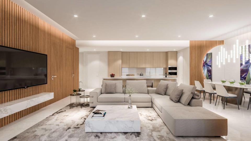 Residences at Sixth & Rio will range between $900,000 and $2.5 million. Here’s a rendering of a living room in one of the condos in downtown Fort Lauderdale.