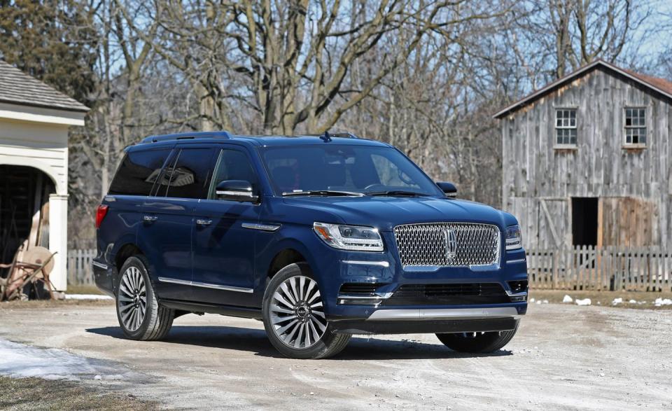 <p>Like its Ford-badged sibling, the Expedition, <a rel="nofollow noopener" href="https://www.caranddriver.com/lincoln/navigator-navigator-l" target="_blank" data-ylk="slk:Lincoln's glitzy Navigator;elm:context_link;itc:0;sec:content-canvas" class="link ">Lincoln's glitzy Navigator</a> is available in regular and extended body styles. The Lincoln is ranked so much higher than the Ford thanks to its more luxurious trimmings, which live up to the Navigator's price tag in ways the down-market Expedition's cabin simply doesn't. A 450-hp twin-turbocharged V-6 is standard and moves the large Navigator ably, and the chassis tuning delivers more composure than you'll find in the Expedition.</p>