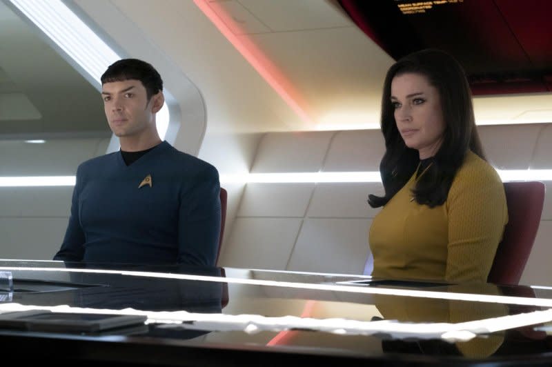 Ethan Peck and Rebecca Romijn star in "Star Trek: Strange New Worlds." Photo courtesy of Paramount+