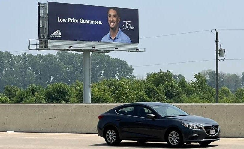 A Bergstrom Automotive billboard featuring Packers quarterback Jordan Love recently went up along Interstate 41 in the Fox Valley.