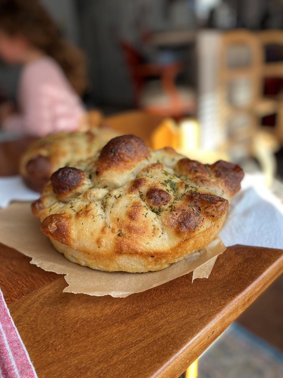 Herb focaccia baked by Sourbro Baked Goods of Stafford.