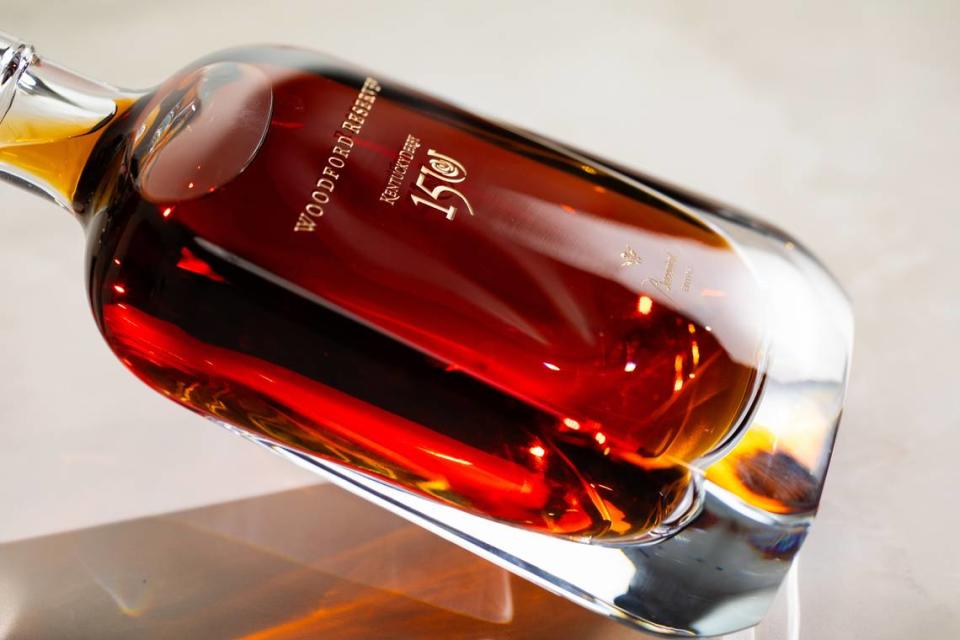 The special limited edition Woodford Reserve premium bourbon was created by aging the whiskey in three casks: The original oak barrel, a cognac cask and another barrel made with staves seasoned in the Churchill Downs Kentucky Derby winner’s circle, according to Brown-Forman.