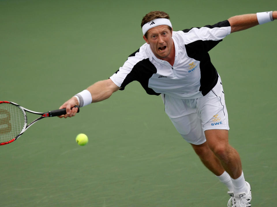 Tennisspieler Jonas Björkman sorgte für Lacher beim Wimbledon-Turnier. (Bild-Copyright: Behrouz Mehri/AFP)