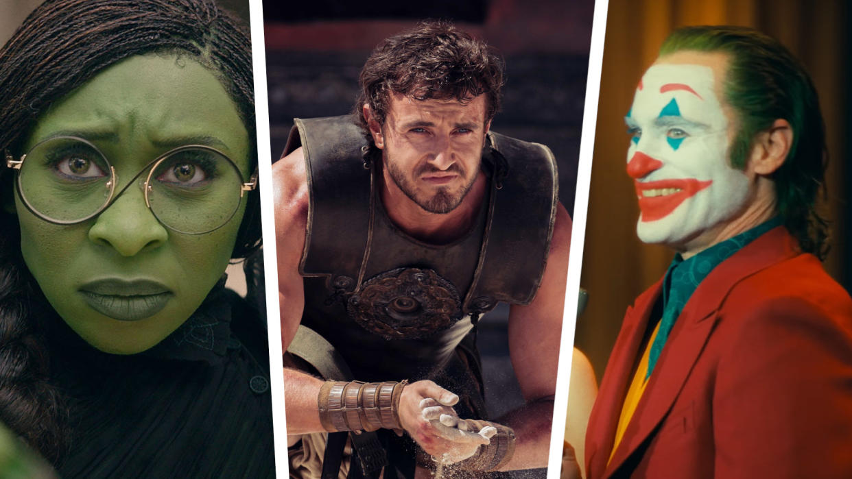 Wicked, Gladiator II, and Joker: Folie à Deux are among the biggest autumn movies of 2024. (Universal/Paramount/Warner Bros)