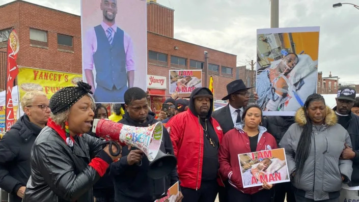 Family and supporters of Tyre Nichols gather in protest. Nichols died days after the Tennessee Bureau of Investigation began investigating the 