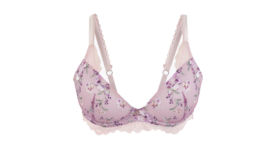 Floral Embroidered Padded Plunge Bra A-E 