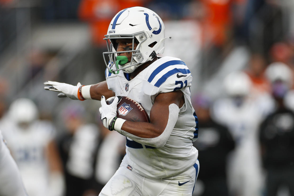 Indianapolis Colts running back Nyheim Hines (21) got a fantasy boost